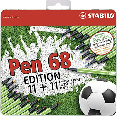 Premium-Filzstift - STABILO Pen 68 Fußball Edition - 22er Metalletui - mit 22 verschiedenen Farben im Sale